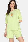 Zivame 2 Mile Fashion Knit Cotton Loungewear Set - Lettuce Green — thumbnail 2